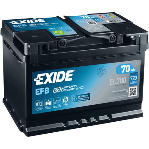 batteria tudor el700|Exide EL700 Car Battery 12 V 70Ah 720 A, EFB Start Stop, L03.